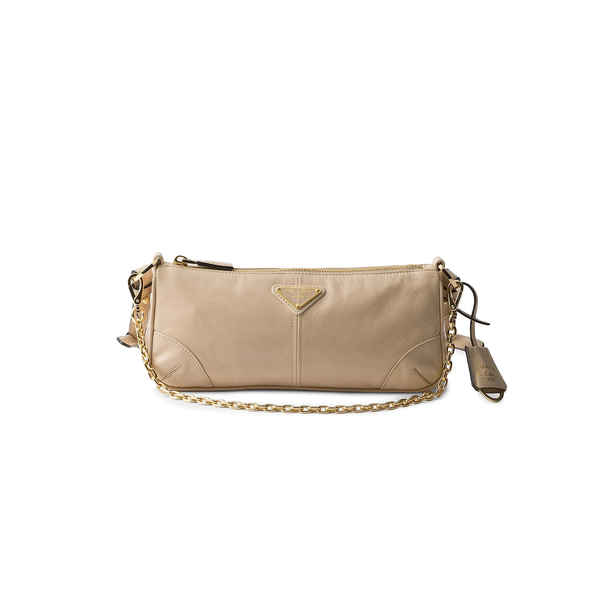 Pra*a re-edition 2002 medium leather shoulder bag 1bc221 (26*11.5*6cm)
